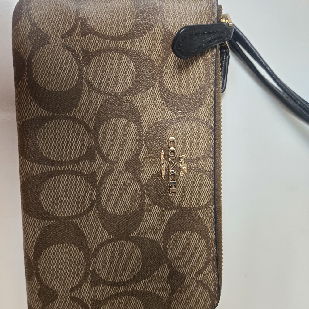 Coach Brown Signature Wristlet
